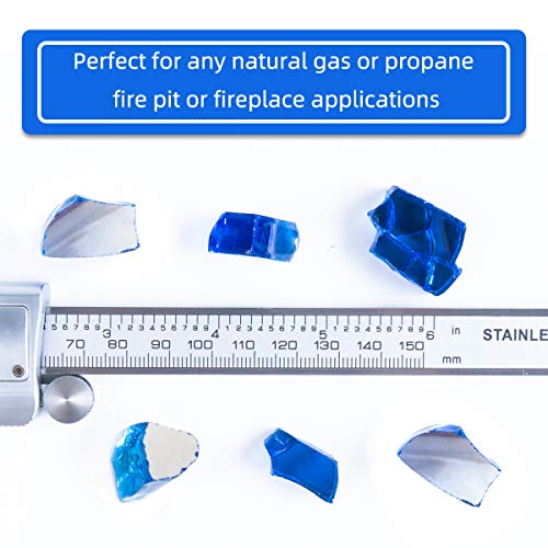 FutureWay Fire Glass for Fire Pit, Blue Reflective Fire Glass Rocks for Indoor and Outdoor Fireplace Fire Table, 10 Pound - Thumbnail 2