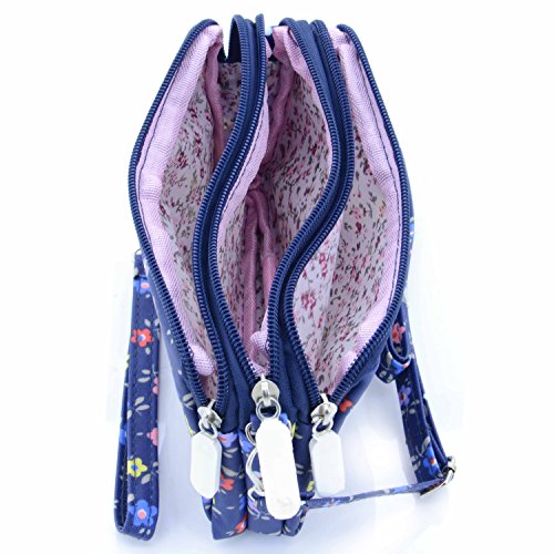 liangdongshop Women's 3 Layers Zipped Cell Phone Wrist Handbags Clutch Crossbody Purse Colorful (model 5)