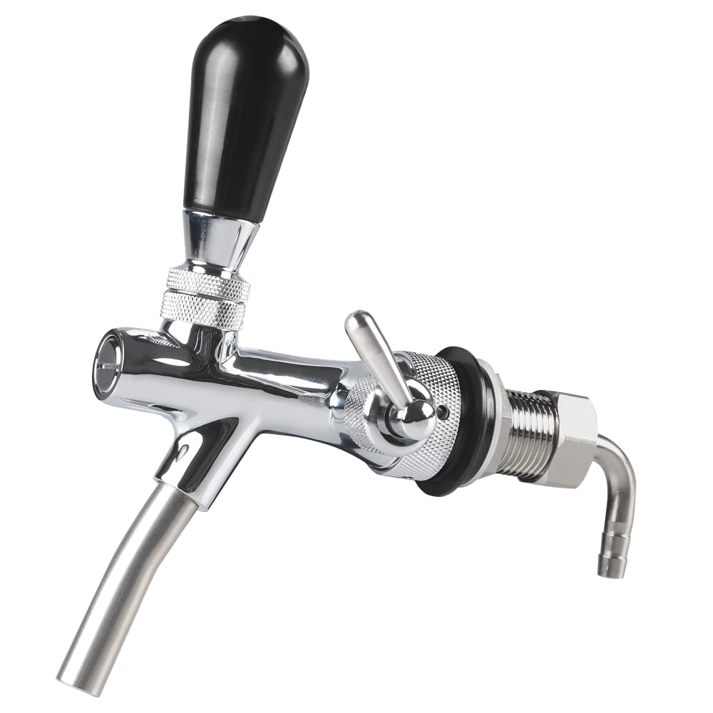Draft Beer Adjustable Faucet - PERA Brand Include Beer Faucet, Flow Controller, Chrome Plating Shank G5/8 Tap for Home Brew