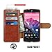Mulbess Layered Google 5 Leather Case，Flip Phone Case Wallet with Magnetic Clasp for LG Google 5 Cover, Brown