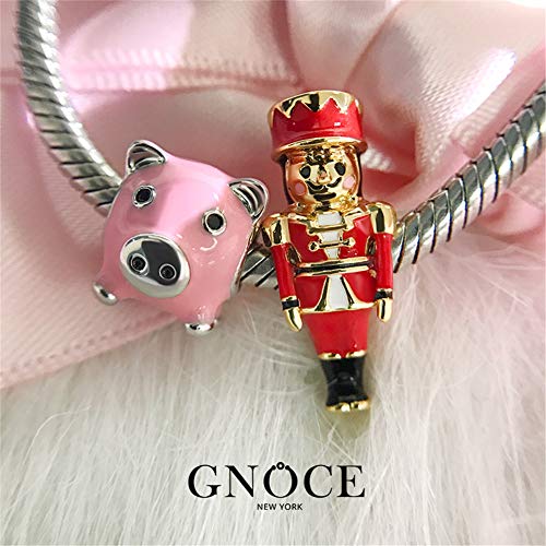 GNOCE "Gift The Nutcracker Robot Police Charms Special Yellow Gold Plated Festivity Decorative Nutcracker 925 Sterling Silver Charm Bead Happy Mothers Day! Dangle Fit Bracelet/Necklace for Girl Women - Thumbnail 3