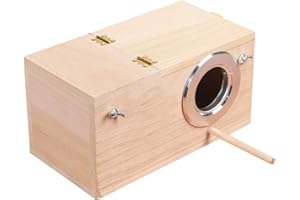 YJJKJ Wood Parakeet Nest Box Pet Bird House Parrot Breeding Mating Box Bird Cage Box for Lovebirds Cockatiel Parrotlets Budgerigar Parakeet (M)