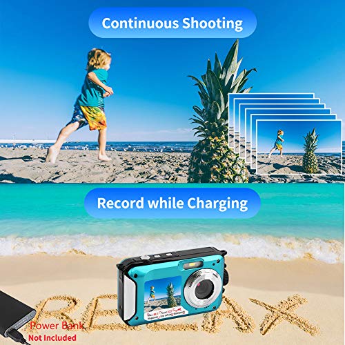 Waterproof Digital Camera Full HD 2.7K 48 MP Underwater Camera Video Recorder Selfie Dual Screens 16X Digital Zoom Flashlight Waterproof Camera for Snorkeling - Thumbnail 4