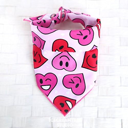 Tie on Classic Pet Bandana Scarf, Pet Fashion Scarf, Dog Bandana Scarf, Cat Bandana Scarf - Smiling Hearts Valentine's Day