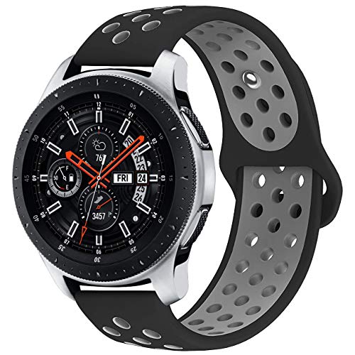 KADES Galaxy Watch 46mm Bands, Gear S3 Bands, 22mm Universal Replacement Strap with Quick Release Pin Compatible for TicWatch Pro, Amazfit Stratos Smart Watch (Black Gray)