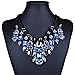 QIYUN.Z Chunky Black Rope Dangle Rhinestone Faceted Charms Flower Bib Choker Necklace