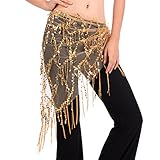 ETOSELL Mesh Triangle Beads Wrap Dangling Sequin Tassles Belly Dance Hip Scarf