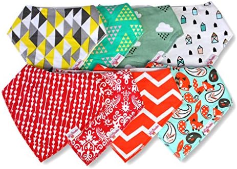 Premium Set Of 8 Baby Bandana Bibs For Boys &amp; Girls By Lil Droolers – Ideal For Drooling &amp; Teething Babies – Perfect Unisex Baby Shower Gift