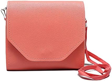 Cute Women Ladies Fashion Peach Pink Shoulder Bag Clutch Vegan Faux Leather 3 Compartments (Pink)