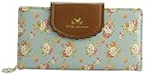 ETIAL Women's Vintage Floral Zip Wallet Faux Leather Card Holder (Light blue)