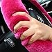 Soft Fluffy Warm Genuine Sheepskin Car Steering Wheel Cover, Fuzzy Fur Wool Protector for Winter Universal Car 14 1/2inch-15 1/2inch, Anti-Slip Comfortable Auto Accessories (Pearl)