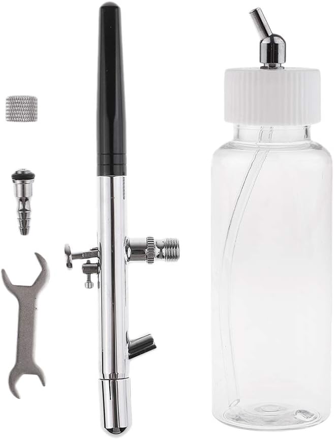 Fityle Dual-Action Siphon Feed Airbrush Kit 0.35mm Airbrush Guns wit 100cc (3.4-OZ) Airbrush Siphon Glass Bottle Nozzle Wrench, Other Airbrushing Accessories