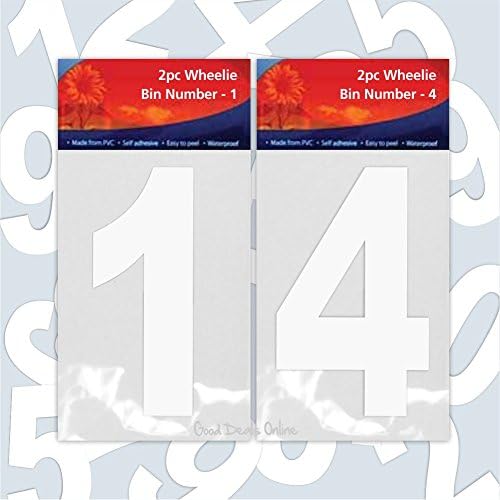 Plain White Wheelie Bin Self Adhesive Number's 0 - 20 Size 17cm - Ideal for Outdoor Wheelie Bins, Dustbins, Garbage Easy to apply and remove - 2 of each number in every pack. (No.14)