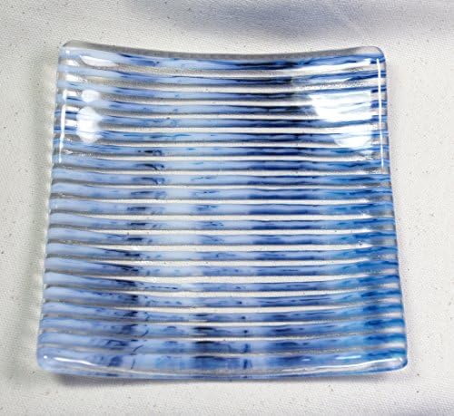 Candleholder Blue and Clear Fused Glass