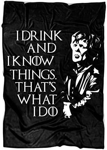 COLOSTORE I Drink and I Know Things Soft Fleece Throw Blanket, Game of Thrones Season 6 Fleece Luxury Blanket (Medium Blanket (60"x50"))