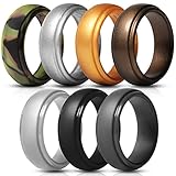 Saco Band Silicone Rings for Men - 7 Pack Rubber Wedding Bands