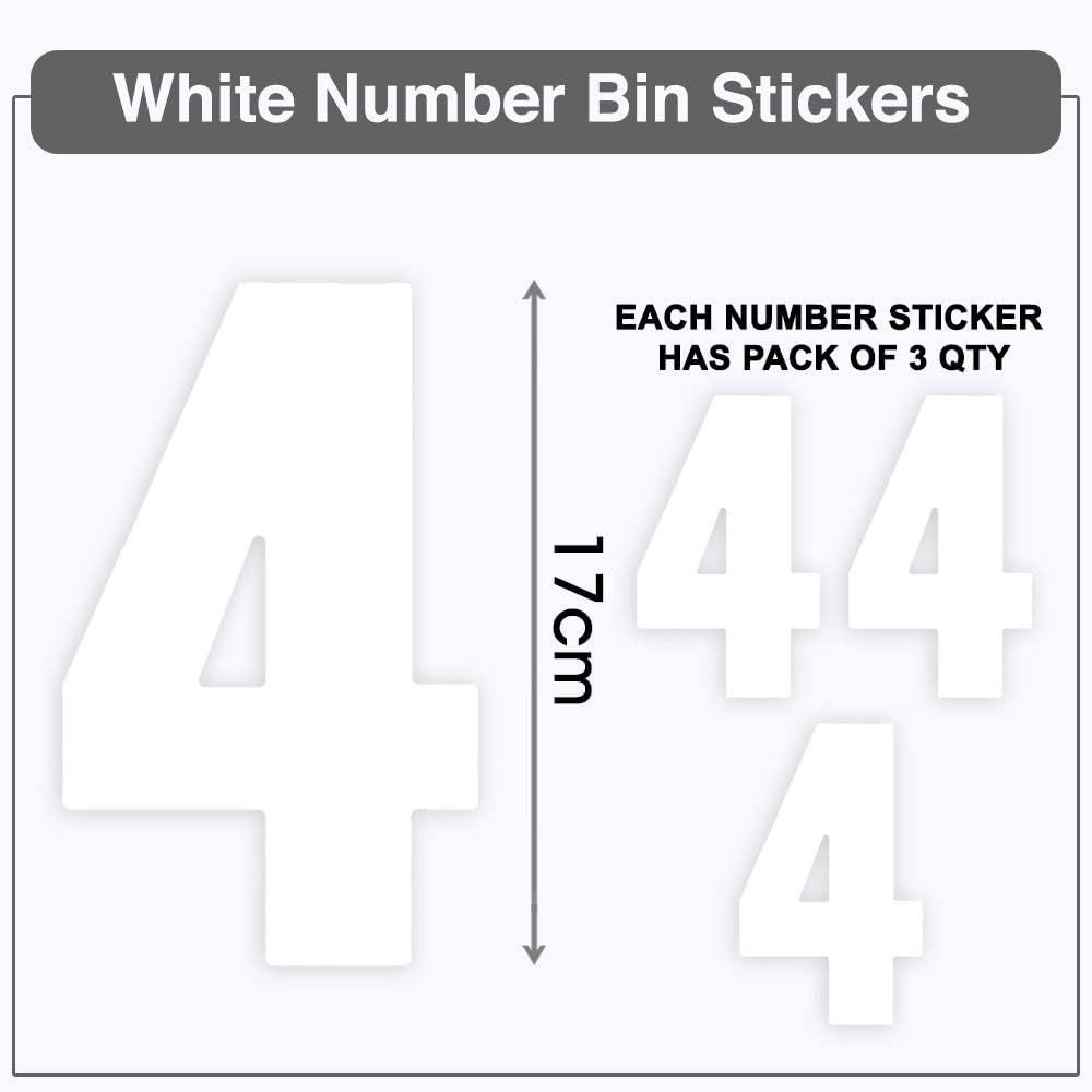 Pack of 3 Plain Bin Numbers for Wheelie Bins 4 Waterproof (17 cm) Number - Image 4