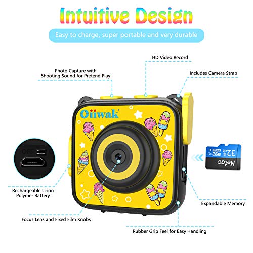 image for Oiiwak Kids Camera Gifts for 3-10 Year Old Girls, 5.0 MP Waterproof Vi