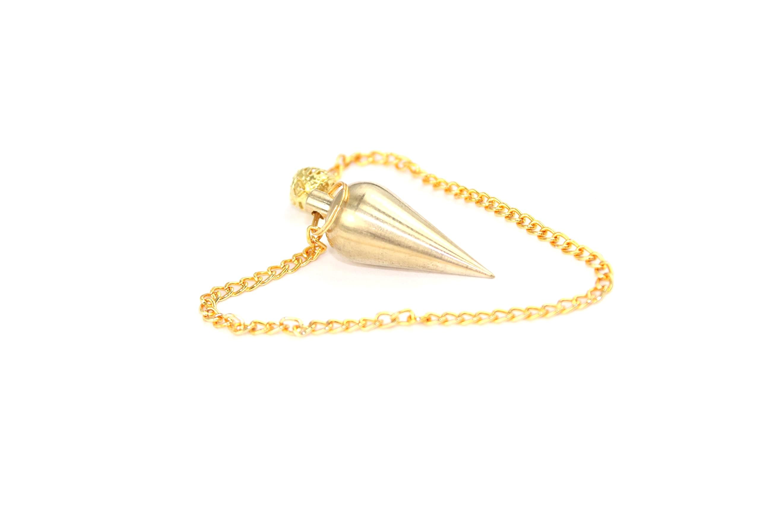 Jet International Brilliant Brass Cone Pendulum Healing Dowsing A++ Metal Reiki Results Healing Crystals