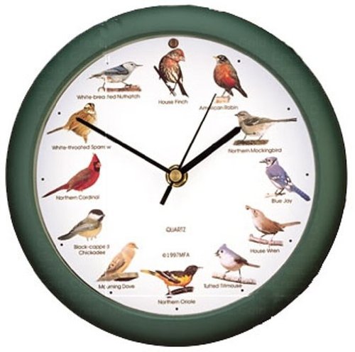 Mark Feldstein & Associates Original Singing Bird Wall/Desk Clock, 8 Inch