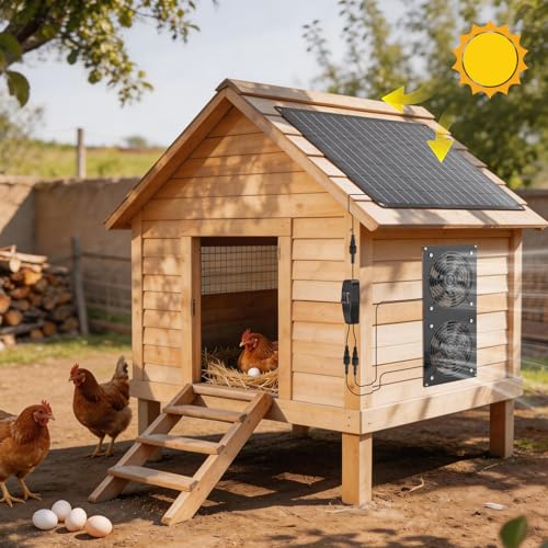 Ventilador de panel solar de 12 W, ventilador solar para gallineros pequeños, invernaderos, cobertizos, casas de mascotas, escape