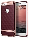 Google Pixel Case, Caseology [Parallax Series] Modern Slim Geometric Design [Burgundy] [Textured Grip] for Google Pixel (2016)