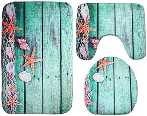 NHUAIYINSHUGUOGUANGGAOJINGY 3PCS/SET Modern Design Bathroom Bath Mat Set Toilet Rugs Flannel Anti-Slip Bathroom Carpets Home Toilet Lid Cover Floor Mats - Multi-Color Mixed