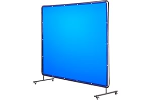 VEVOR Welding Screen with Frame, 6 x 8 FT Welding Curtain Screen, Flame-Resistant Vinyl Safety Protection Screens with Lockable Swivel Wheels & 6-Level UV Protection for Workshop/Industrial Use, Blue