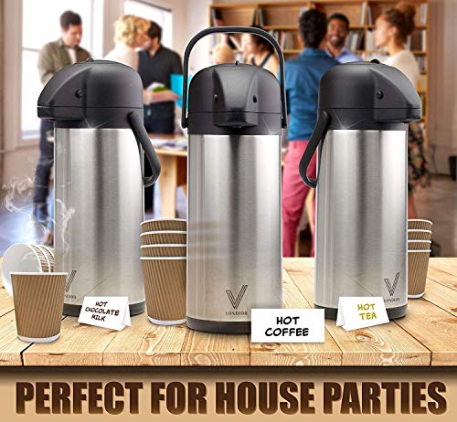 image for Thermal Coffee Airpot - Beverage Dispenser (85oz.) By Vondior - Stainl