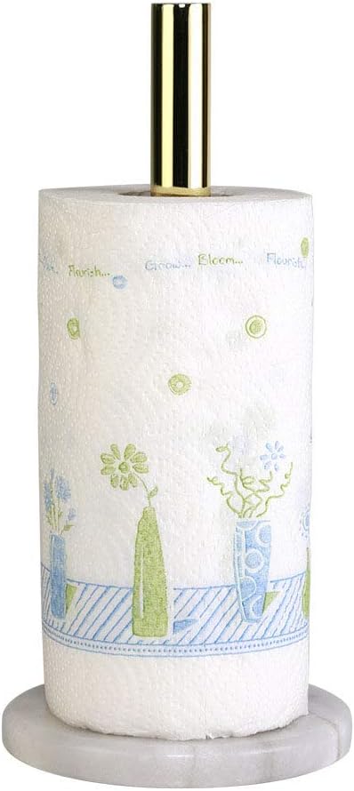 JUNSHUO Toallero de Cocina con Mármol Base, Dispensador de Servilletas de Papel de Cocina, Acero Inoxidable y Efecto Piedra, se ajusta a Rollos de ...