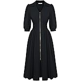 GRACE KARIN Womens Summer Midi Dress 2026 A Line Business Office Work Dresses Fit and Flare 3/4 Sleeve Dress with Pockets