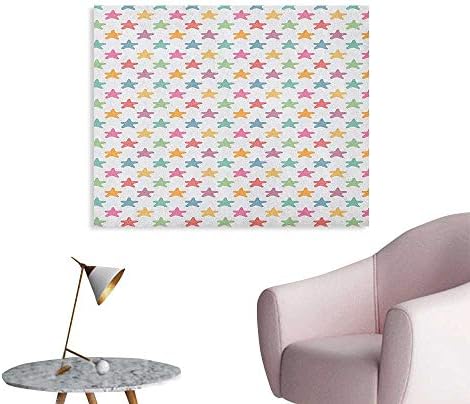 Warm Family Starfish Art Stickers Colorful Pattern of Aquarium Animals Exotic Starfishes Underwater Fauna Themed Poster Print Multicolor W32 xL24