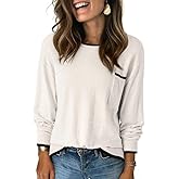 Dokotoo Womens Sweaters Casual Crewneck Long Sleeve Pullover Sweater Jumper Tops with Chest Pocket