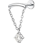 limerencia Hypoallergenic Titanium ASTM F136-18G 6mm 8mm 10mm Flat Back Internal Thread Stud Earring Piercing Jewelry for Tragus Helix Conch Cartilage Nose Lip(1pc)