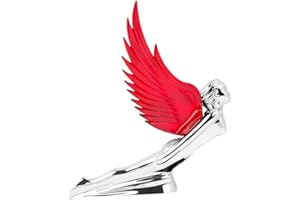 GG Grand General 48109 Red 8 X 8 inches Chrome Flying Goddess Hood Ornament with Windriders