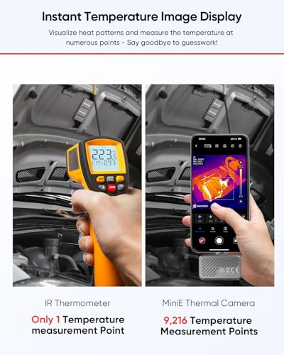 Hikmicro Minie Thermal Camera iPhone & Android, 192 * 192 SuperIR Resolution, Thermal Imaging Camera No Battery for Phone/Tablet, USB C/Lightning Port,Support iPhone 15/16/17 iOS