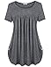 Nomorer Women's Scoop Neck Pleated Front Rolled Up Sides By Button Tops