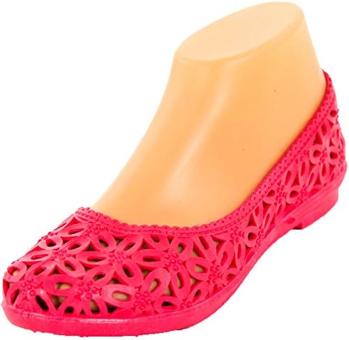 Sandal King Women's Jelly Crochet Pink Ballet Flats 7 B(M) US