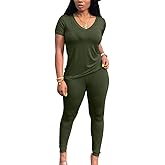 Lounge Sets for Women 2 Piece Summer Casual Jogger Workout Outfits Short Tops Long Pant Sweat suit leggings set