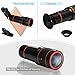 Phone Camera Lens, Qliampe 12X Zoom Telephoto Lens for Smartphone 2 in 1 HD Dual Focus Monocular for Adults Clip on Telephone Lens Kit Compatible iPhone X/8/7/6/6s Plus Samsung