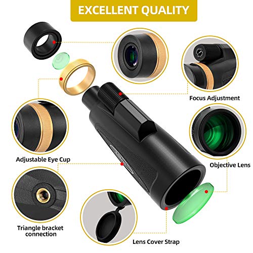 Monocular Telescope for Adults,12X50 High Power HD Monocular with Smartphone Holder Tripod, Zoom BAK4 Prism FMC Waterproof Monoscope for Bird Watching Hunting Camping Travelling Wildlife Scenery Match