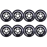 Rollerex VXT500 Inline Skate Wheels (8-Pack) (Steel Black, 80mm)