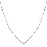 IMOLOVE Moissanite Station Necklace for Women Sterling Silver – Dainty Bezel Set Stones on Delicate Chain, Minimalist Jewelry Gift – Shine Bright, Spend Light
