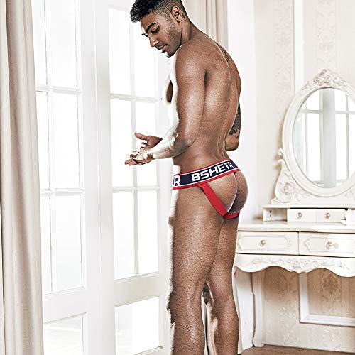 image for BSHETR Men's Jockstrap Athletic Supporters Underwear Multipack, Blue M