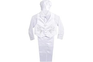 Lito Angels Baby Boy Christening Baptism Outfit Formal Suit wi1th Bonnet Satin 3-18 Month 5-Piece Set