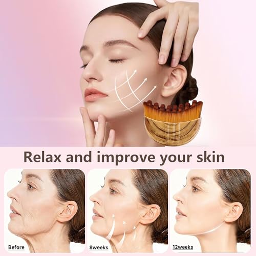 Lymphatic Contour Face Brush(2-PCS),Super Soft Manual Lymphatic Drainage Massager for Sculpting, Relieve Fatigue & Reduce Puffiness, with Portable Case Suitable for Facial Cleansing and Massage
