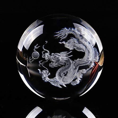 AILIUJUNBING 10cm Home Decoration Crystal Dragon Ball 3D Engrave Specimens Creative Feng Shui Glass Ball Globe Wedding Terrarium Craft Gift