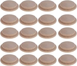 MroMax 25Pcs Wood Button Top Plugs 0.8Inch Cherry Hardwood Furniture Plugs for DIY Project Woodworking