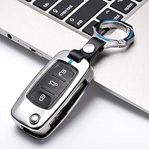 ontto Inklapbare Autosleutelhoes Autosleutel Sleutel Cover Metaal Zink Legering Sleutelhoesje voor VW Volkswagen Up Polo…