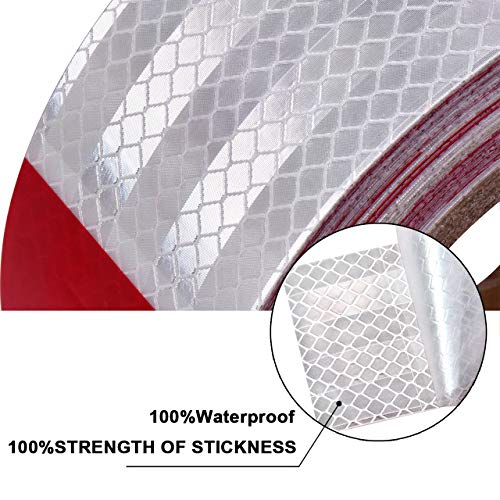 DEDC Waterproof DOT-C2 Reflective Red/White Tape,Conspicuity Safety Warning Self-adhesive Tape for Trailers Agricultural Equipment Vehicles Helmet Cars Bicycles Motorcycle (100 feet) - Thumbnail 5